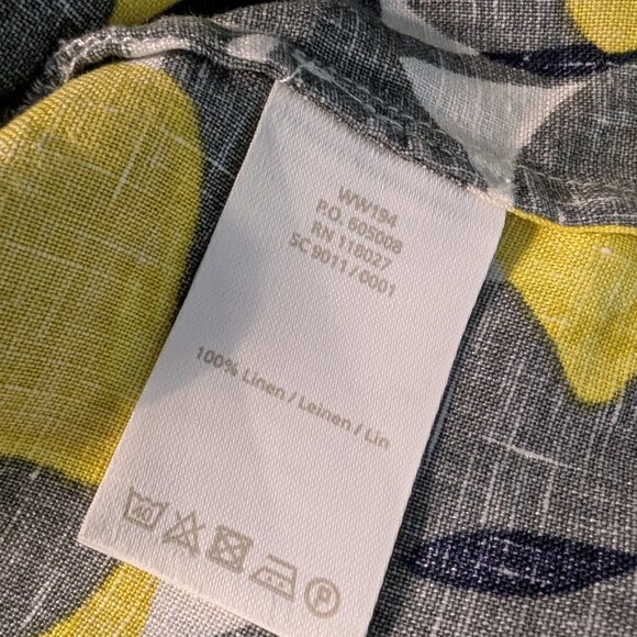 Boden 100% Linen Dress, Gray with Lemon Motif, Size 6R - Picture 3 of 7